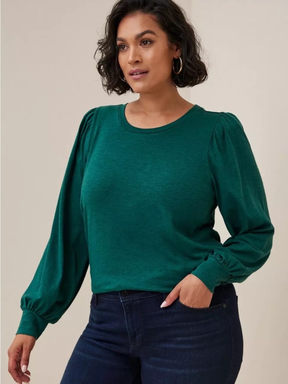 EUC Torrid Size 3 Puff Long Sleeve Slub Jersey Top